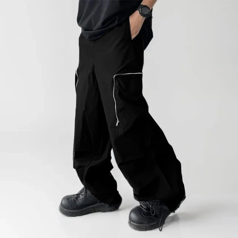 AIDASE  -  Men Pants Patchwork Elastic Waist Loose Joggers Casual Trousers Men Pockets Streetwear 2025 Fashion Cargo Pants S-5XL aidase-shop