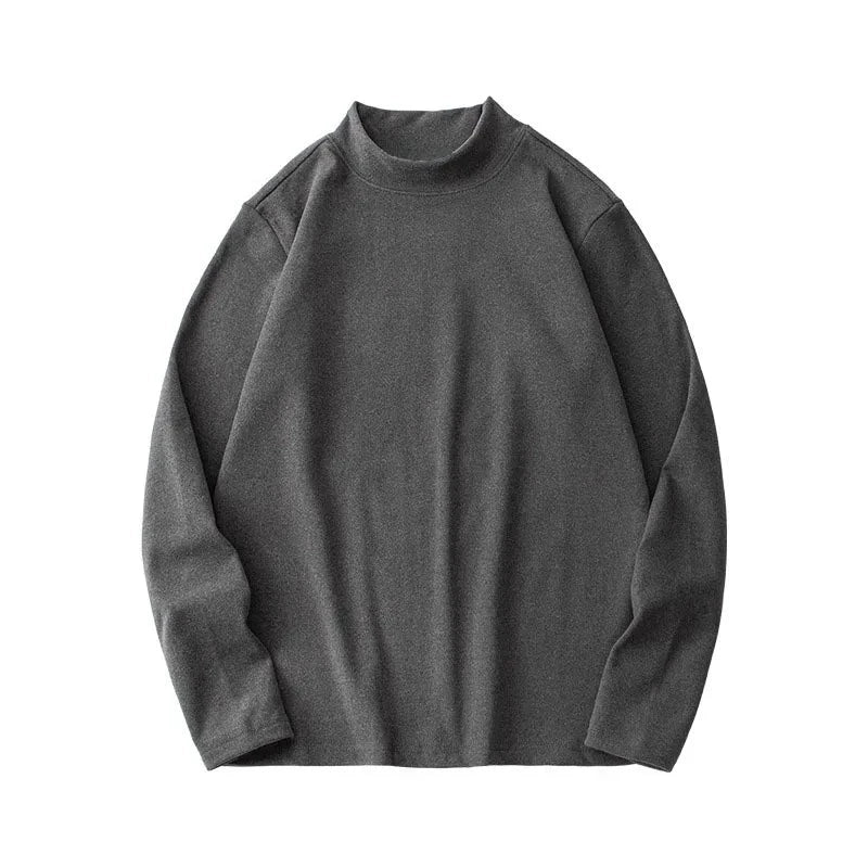 AIDASE  -  Autumn and Winter Men's Long Sleeve T-shirt with Half High Neck Underlay Loose Inner Layer Comfortable Versatile Top aidase-shop
