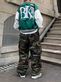 New Designer Famous Brand Trendy Camouflage Casual Spring Autumn High Waist Loose Sports Overalls Cargo Pants Men aidase-shop