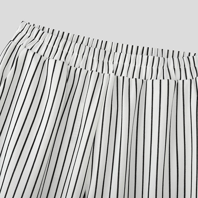 AIDASE  -  Men Striped Pants Elastic Waist Joggers Loose Casual Trousers Men Streetwear 2025 Fashion Male Straight Long Pants S-5XL aidase-shop