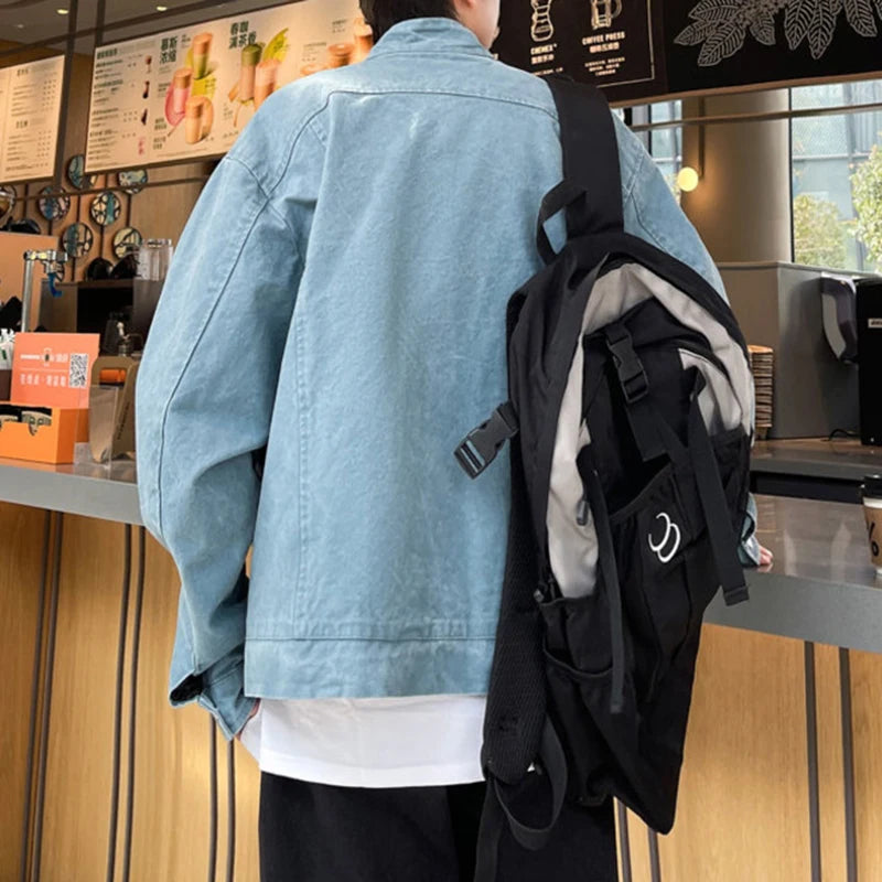 AIDASE  -  New Men Jacket Fashion New Stand Neck Long Sleeve Simple Solid Color Male Coats Personality Versatile Clothes 21E7030 aidase-shop