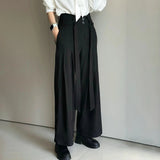 AIDASE  -  Summer New Men's Solid Color Ribbon Suit Trousers American Fashion Trend High Street Loose Casual Breathable Men's Bottoms aidase-shop