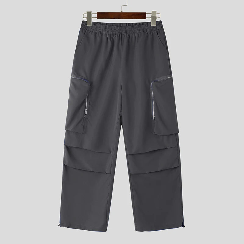 AIDASE  -  Men Pants Patchwork Elastic Waist Loose Joggers Casual Trousers Men Pockets Streetwear 2025 Fashion Cargo Pants S-5XL aidase-shop