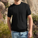 AIDASE  -  Summer Leisure O Neck Short Sleeve Knitted Tops Men Knitwear Fashion Solid Color Tees Daily Casual Mens Slim Fit Knit T-shirts aidase-shop