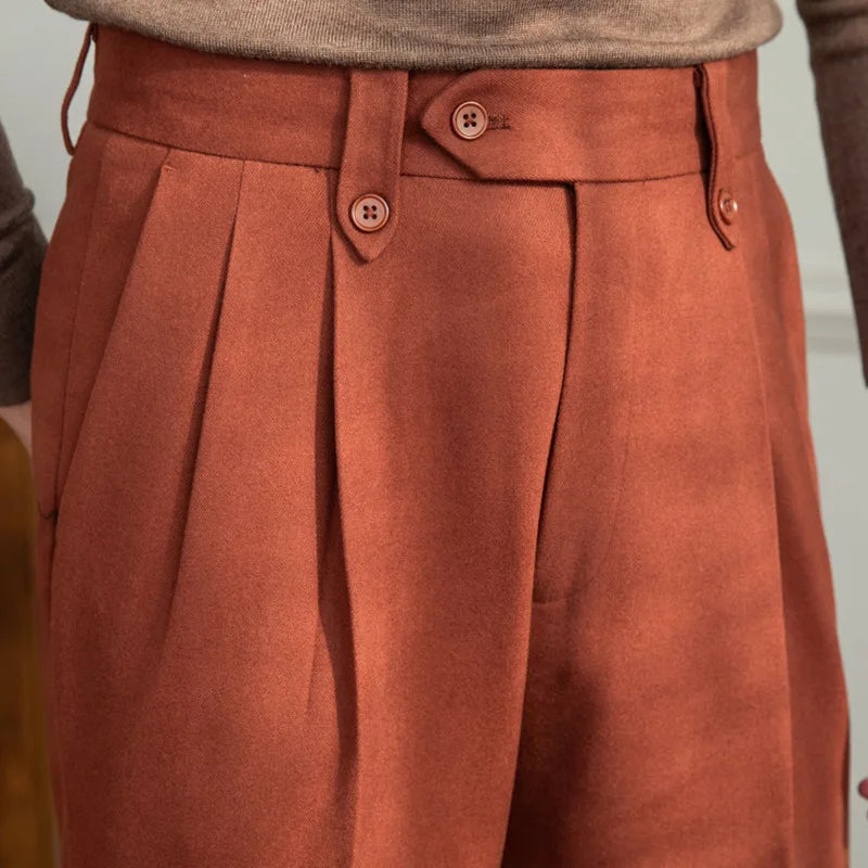 Aidase British Winter High Waist Casual Men Straight Pants High Quality Versatile Slim Long Pants Men Fashion Clothes Office Trousers aidase-shop