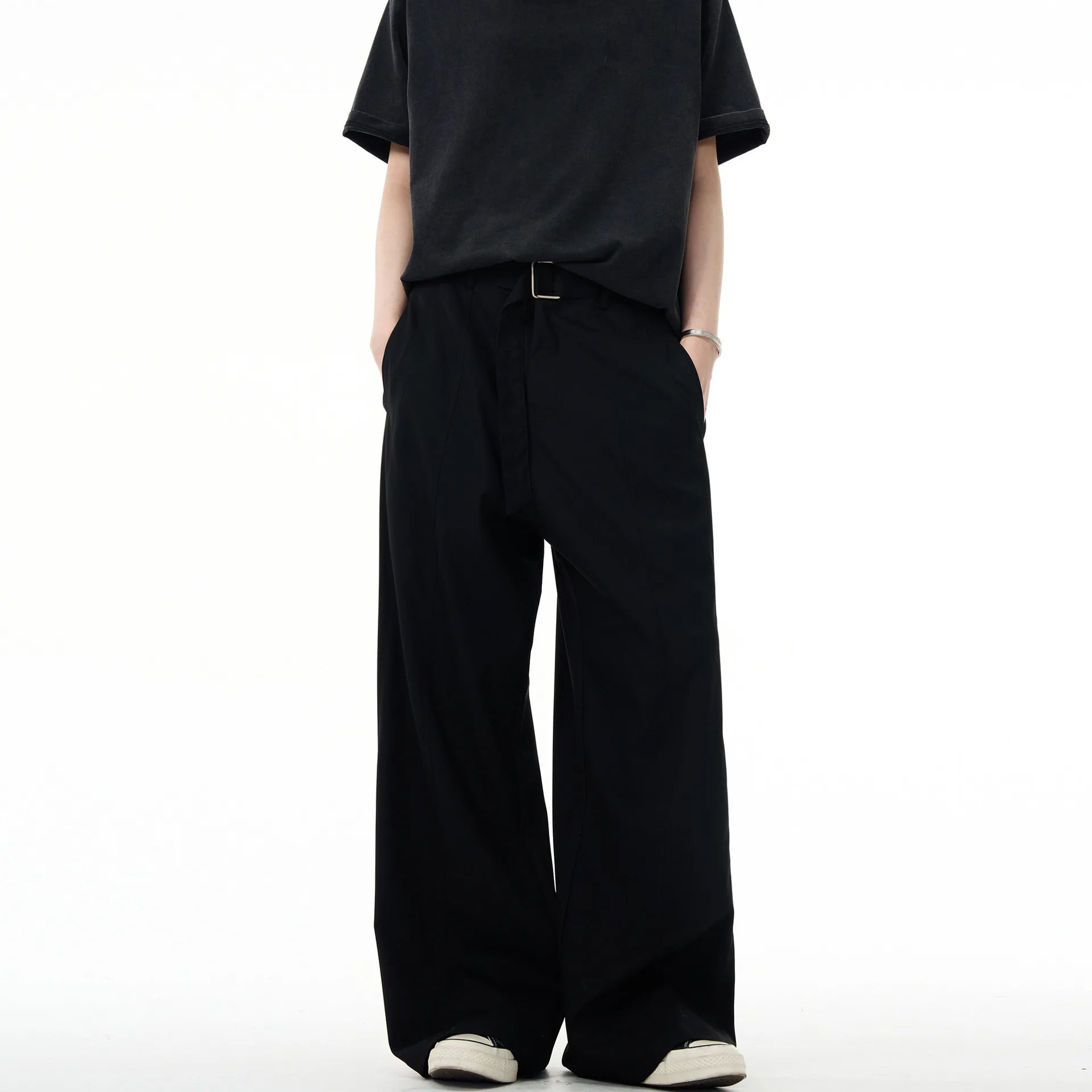 AIDASE  -  American Fashion Brand High-end Draped Trousers for Men and Women Retro Belt Loose Versatile Straight Casual Pants aidase-shop