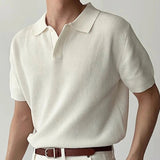 AIDASE  -  Mens Short Sleeve Slim Casual Polo Shirts Summer Stylish Solid Color Men's Knitted Polo Shirt Streetwear Fashion Knitting Polos aidase-shop
