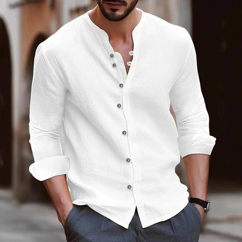 AIDASE  -  Mens Button Up Shirts for Men Long Sleeve Cotton Linen Hawaiian Beach Shirt Casual Summer Lightweight Tops aidase-shop
