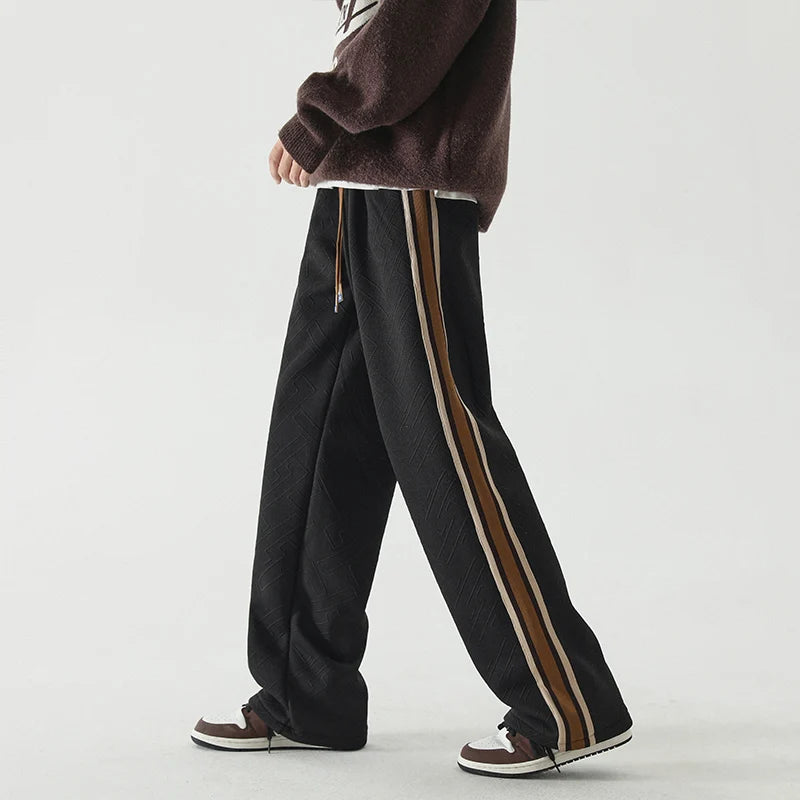 Aidase Fashion Elastic Spliced Striped Straight Casual Pants Men's Clothing 2024 Spring Summer New Loose Korean High Waist Trousers aidase-shop