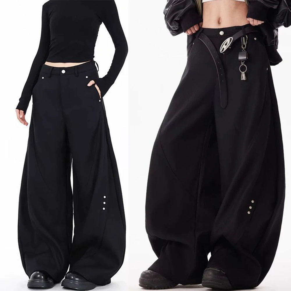 AIDASE  -  Summer New Men's Scimitar Solid Color Trousers American Retro Fashion Trend Street Casual Loose Simple Niche Men's Bottoms aidase-shop