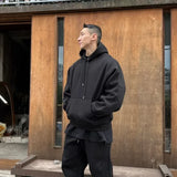 Aidase Hooded Sweatshirt Men's Autumn Winter Velvet Two-piece Set American Oversize Loose Casual Sweatpants Suit Aesthetic Streetwear aidase-shop