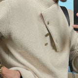 AIDASE  -  Autumn Winter New Fashion Trend Retro High Collar Button Design Sweater Mens Casual All-Match Loose Knit Sweater Mens Clothing aidase-shop