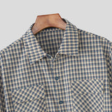 AIDASE  -  Men Plaid Shirt Lapel Short Sleeve Pockets Korean Style Men Clothing Summer Loose 2025 Streetwear Causal Male Crop Tops aidase-shop