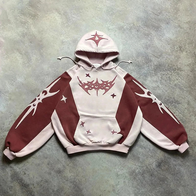 AIDASE  -  Y2k Clothes Hip Hop Patchwork Graphics Hoodie Men Embroidery Pullover Harajuku Retro Long Sleeve Top Sweatshirt Autumn Winter aidase-shop