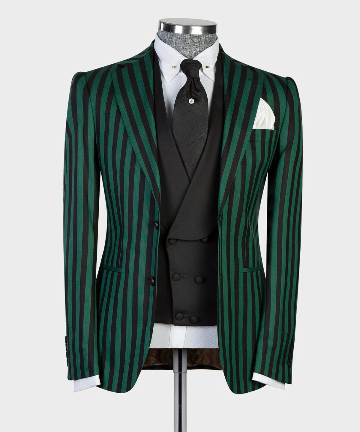 Aidase Men's Suit 3 Pieces Blazer Vest Pants Peaked Lapel Single Breasted Tuxedo Wedding Groom Pinstripes Formal Tailored Costume Homme aidase-shop