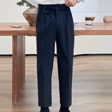 Men's Fashion Fall Stripe Straight Men Clothes Office Trousers Luxury High Waist Casual Pants Korean Versatile Slim Long Pants aidase-shop