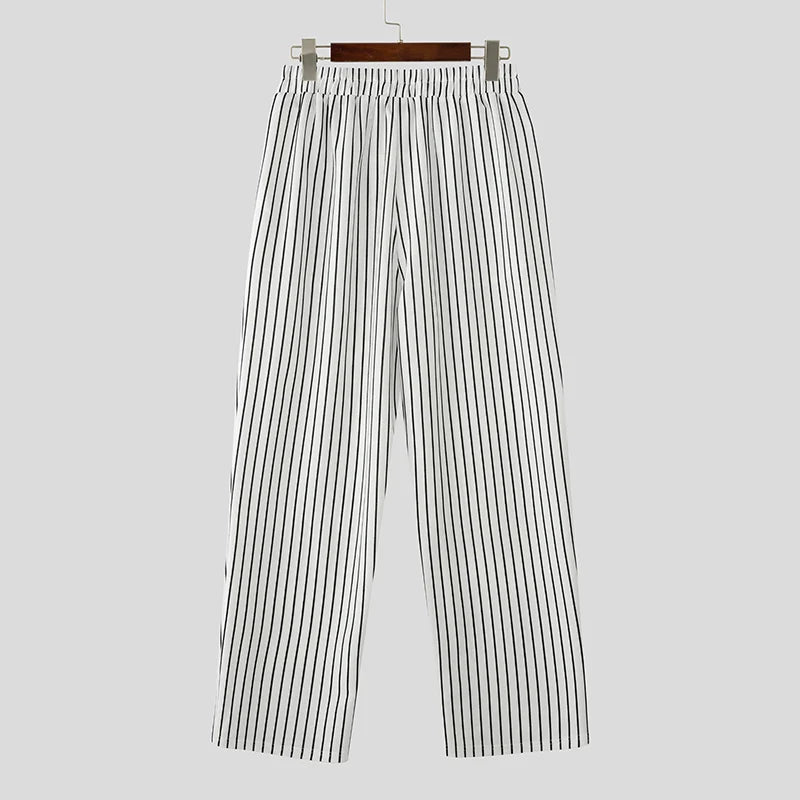 AIDASE  -  Men Striped Pants Elastic Waist Joggers Loose Casual Trousers Men Streetwear 2025 Fashion Male Straight Long Pants S-5XL aidase-shop