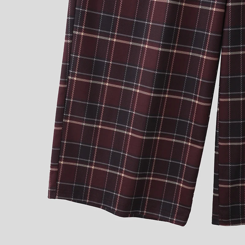 AIDASE  -  Men Plaid Pants Elastic Waist Joggers Loose Casual Trousers Men Streetwear 2025 Korean Style Fashion Male Wide Leg Pants aidase-shop