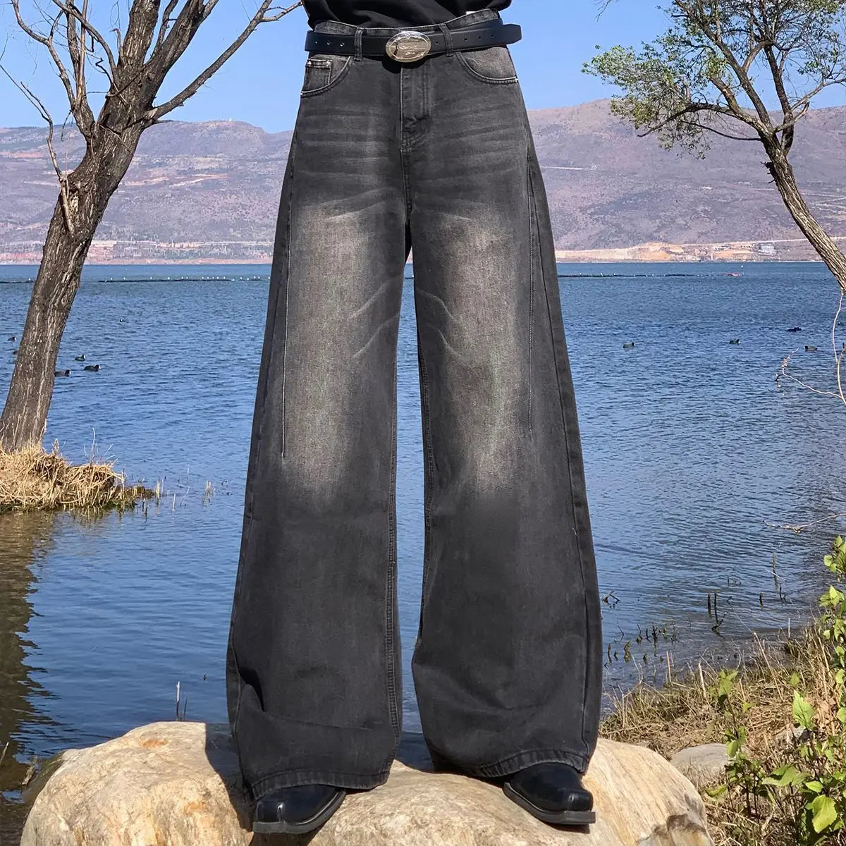 47.46Aidase American Street Retro Washed Jeans Men and Women Trendy Hip-hop Straight Leg Loose and Personalized Wide Leg Casual Pants Y2k aidase-shop