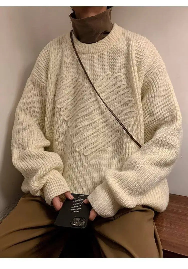 AIDASE  -  Casual Men Knitwear Sweater Square Block Jacquard Patchwork Design Long Sleeve Round Neck Solid Color Pullovers 21E7644 aidase-shop