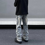 Aidase American Streetwear Double Knee Logging Overalls Mens Spring and Autumn Jeans Light Blue Straight Leg Pants Cleanfit Washed Jean aidase-shop