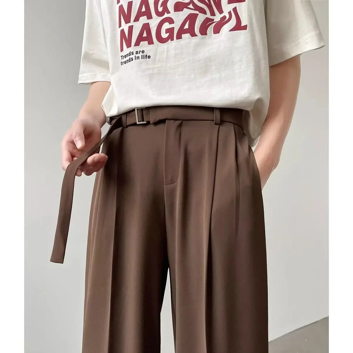 AIDASE  -  Draped Casual Suit Pants for Boys' Japanese Light Luxury High-end Draped Trousers Loose Straight Wide-leg Trousers aidase-shop