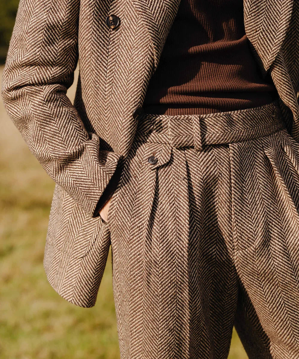 167.67 Aidase Chic Herringbone Men Wedding Suits Peaked Lapel Double Breasted Tuxedos For Groom Blazer Pants Party Business Set aidase-shop