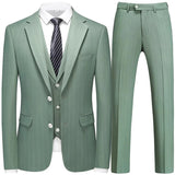 Aidase Fashion New Men Leisure Boutique Business Plaid Striped Suit Vest Pants 3 Pcs Set Casual Dress Blazers Jacket Coat Trosers aidase-shop