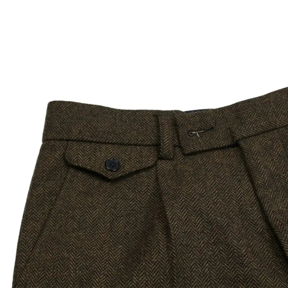 Aidase Men Autumn Winter Men New Long Wool Tweed Trousers Male Office Straight Pants Male Retro Business Casual Suit Pants aidase-shop