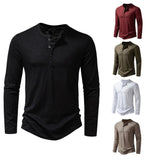 AIDASE  -  Spring Autumn Men Classic Casual Soild Color Shirt Men Fashion Tops Tees Men Slim Fit Long Sleeve Tshirt Tee Shirt aidase-shop