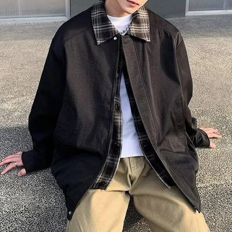 AIDASE  -  Fashion Simple Fake Two-Piece Male Jacket Autumn New Style Trendy Versatile Long Sleeve Lapel Casual Men's Coats 21E7475 aidase-shop