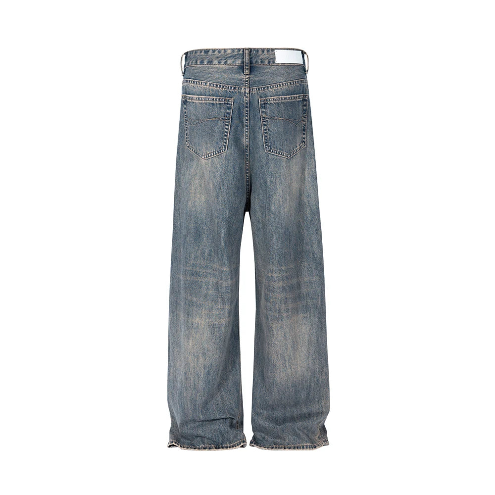 Aidase Y2k High Street Washed Blue Baggy Jeans for Men Straight Ropa Hombre Wide Leg Casual Denim Trousers Oversize Loose Cargo Pants aidase-shop