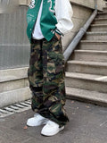 New Designer Famous Brand Trendy Camouflage Casual Spring Autumn High Waist Loose Sports Overalls Cargo Pants Men aidase-shop