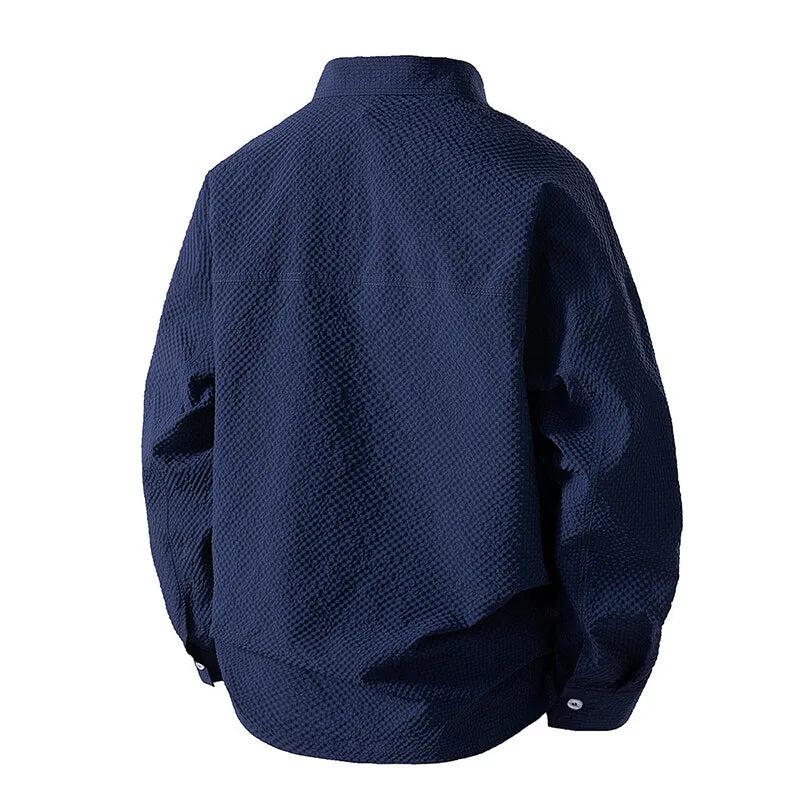 AIDASE  -  New Men's Pullover Shirts Solid Long Sleeve Loose Casual Shirt Man Spring Fashion Breathable Turn Down Collar Tops Male Blouse aidase-shop