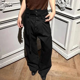 AIDASE  -  Trend Men Suit Pants Pleated Embroidered Straight-Leg Slightly Flared High-Waisted Striped Ribbon Trousers 21E7642 aidase-shop