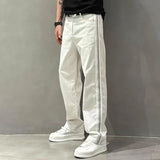 Aidase Trousers White Straight Male Cowboy Pants Retro Jeans for Men Classic Cheap Denim Aesthetic Stylish Baggy 90s Streetwear Loose