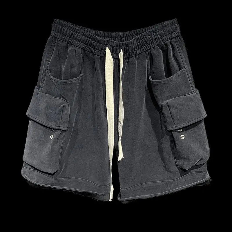 Aidase Fashionable Shorts Three-dimensional Large Pocket Workwear Shorts Unisex Oversized American Retro Loose Cropped Pants aidase-shop