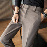 Autumn/Winter New Gray Woolen Pants Men Fashion Casual Sanded Trousers Size 28-36 Slim Suit Pantalon for Men aidase-shop