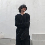 AIDASE  -  ropa hombre Men's Casual Long Sleeve T Shirt O-neck Solid Color Breathable Men Streetwear Soft Clothing Fashion Male Shirts Tops aidase-shop