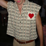 AIDASE  -  Men Shirt Plaid Patchwork Lapel Sleeveless Loose Male Shirts Summer Cotton Steetwear 2025 Casual Men Clothing Vacation aidase-shop