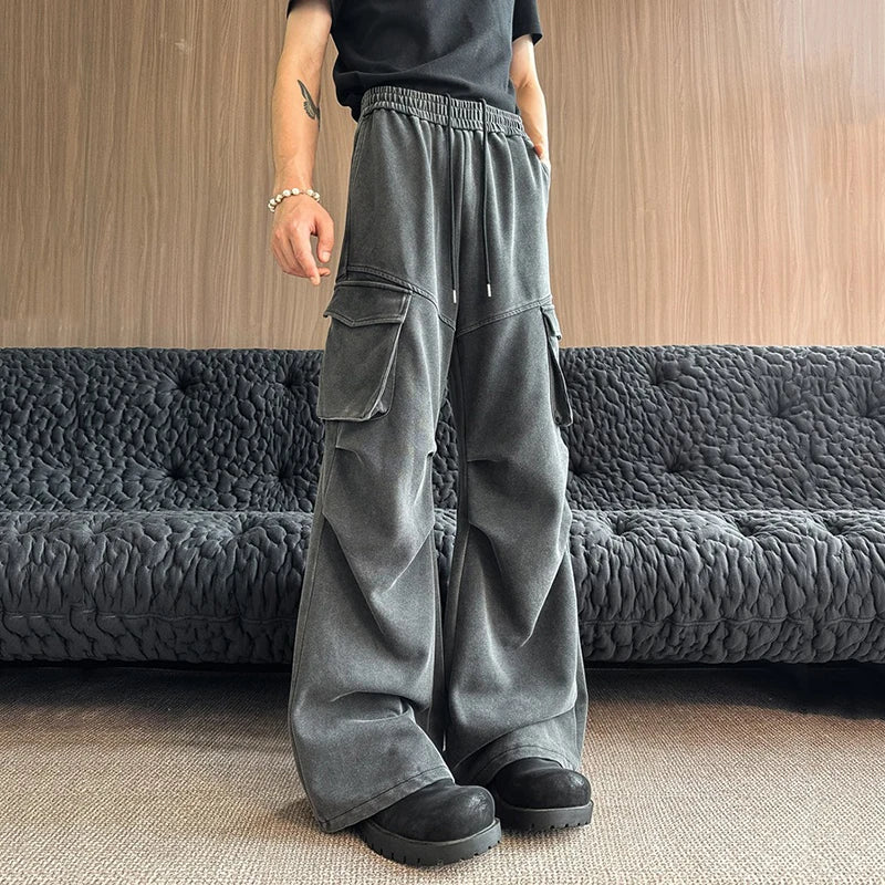AIDASE  -  Men's Large Pocket Sweatpants Autumn New Versatile American Style Loose Casual Drawstring Trousers Fashion Clothes 21E6988 aidase-shop