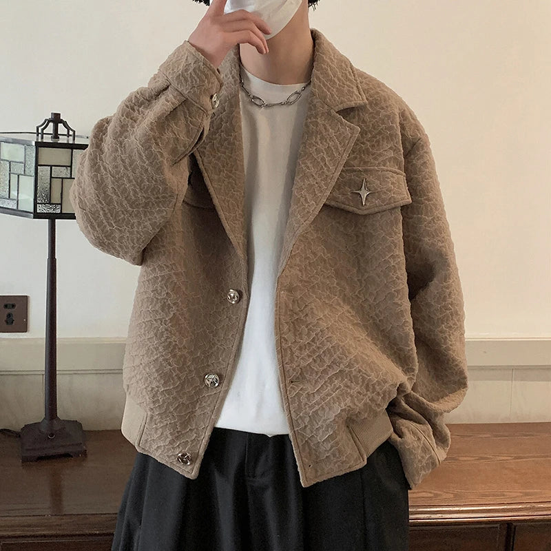 AIDASE  -  American Style Men Jacket Trendy All-match Long Sleeve Single-breasted Coats Simpel Metal Decoration Loose Clothes 21E6722 aidase-shop