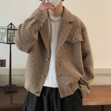 AIDASE  -  American Style Men Jacket Trendy All-match Long Sleeve Single-breasted Coats Simpel Metal Decoration Loose Clothes 21E6722 aidase-shop