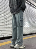 Aidase Men Jeans Multi Pockets Daily Hip Hop Casual Chic Teenagers All-match Mopping Washed Trousers Comfortable Classic Korean Style aidase-shop