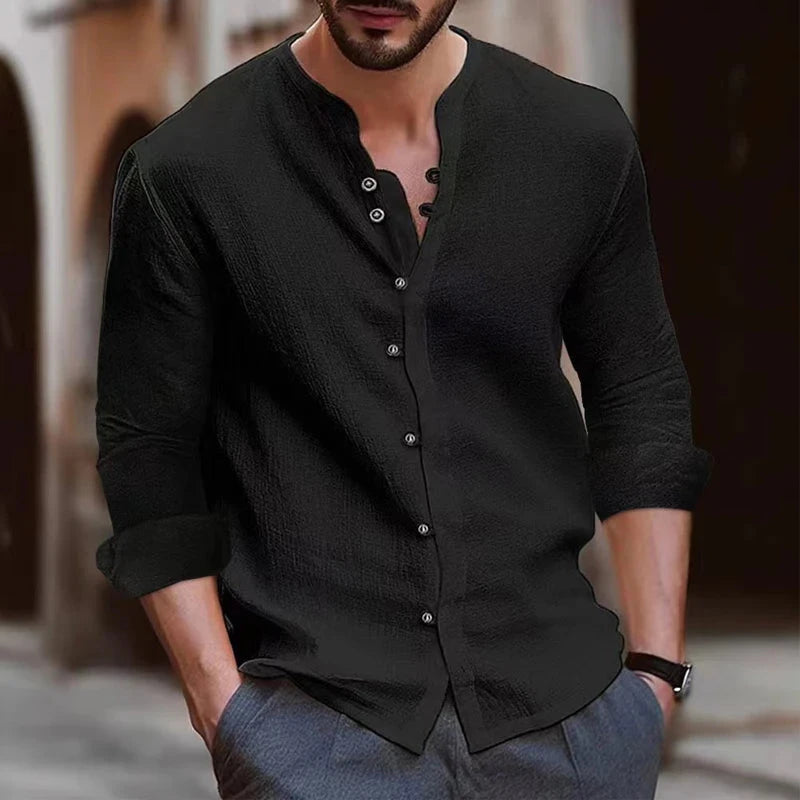 AIDASE  -  Mens Button Up Shirts for Men Long Sleeve Cotton Linen Hawaiian Beach Shirt Casual Summer Lightweight Tops aidase-shop