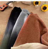 AIDASE  -  New Fashion Male Sweater Round Neck Knitted Gradient Contrast Color Design Long Sleeve Casual Pullovers Menswear 21E7029 aidase-shop