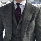 Aidase Herringbone Wool Grey Men Suits For Formal Business Groom Wedding Tuxedo 3 Piece Tweed Man Set Jacket Waistcoat with Pants aidase-shop