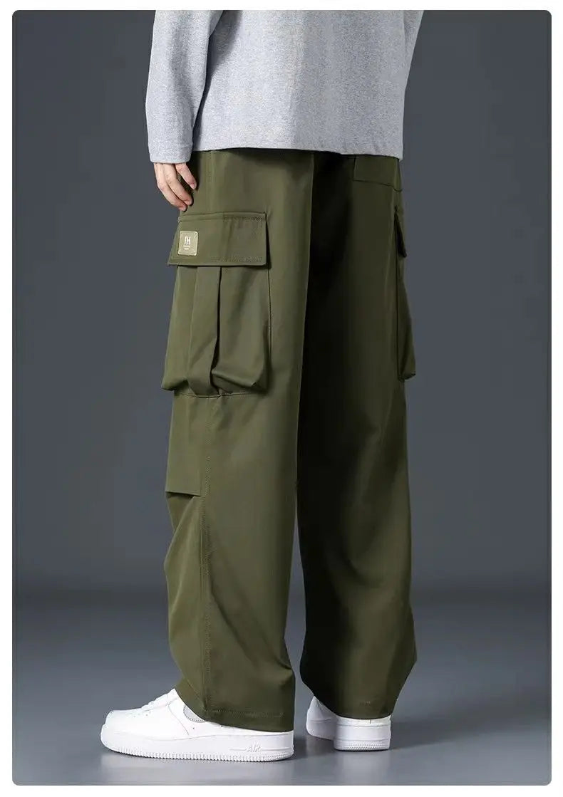 Aidase Work Trousers Men Loose Straight Wide Leg Pants Casual Trousers Soft Sports Pocket aidase-shop