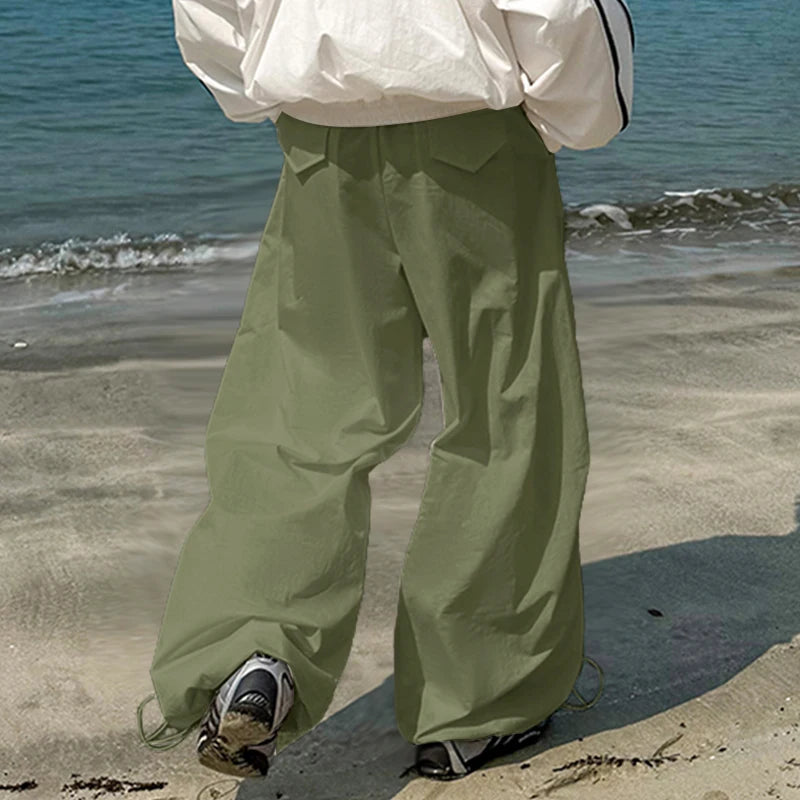 AIDASE  -  Men Cargo Pants Solid Color Drawstring Joggers Loose Casual Trousers Men Streetwear 2025 Fashion Male Long Pants S-5XL aidase-shop