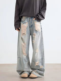 AIDASE  -  Men's Ripped Jeans Korean Style Trendy High Street Stylish Versatile Trousers 2025 Autumn Niche Design Denim Pants 21E7188 aidase-shop
